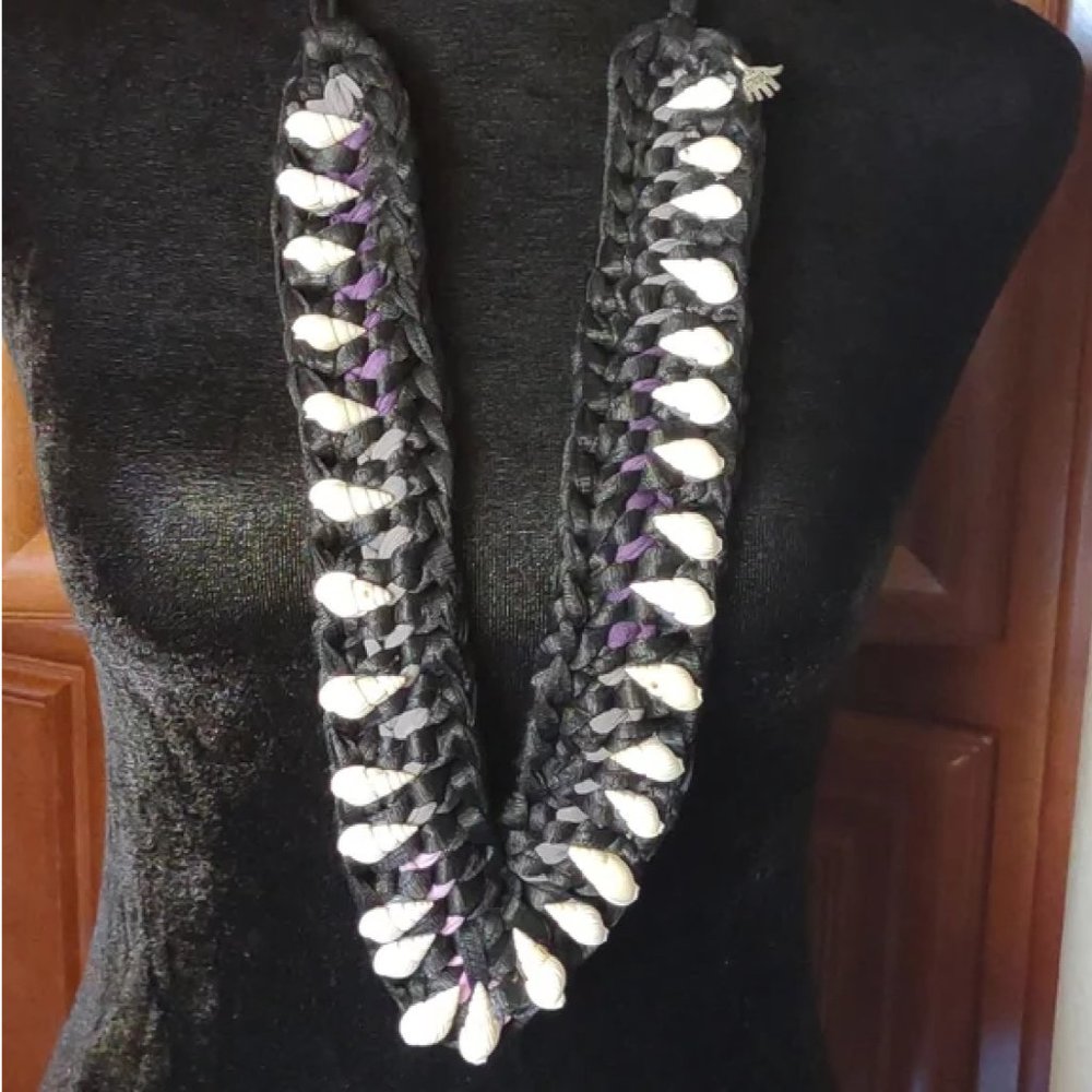 Handmade crochet shell necklace boho